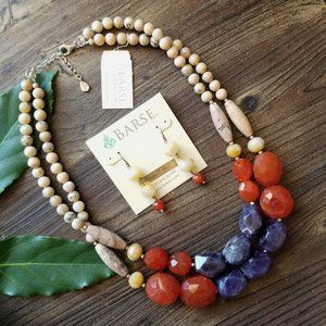 New Barse genuine stone necklace & earring set